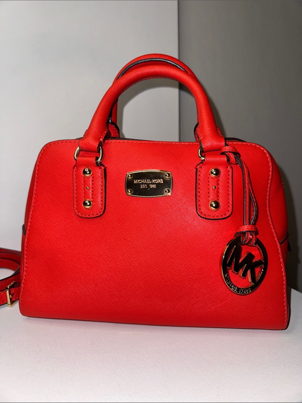 Michael Kors Mandarin Orange Saffiano Leather Small Satchel Crossbody